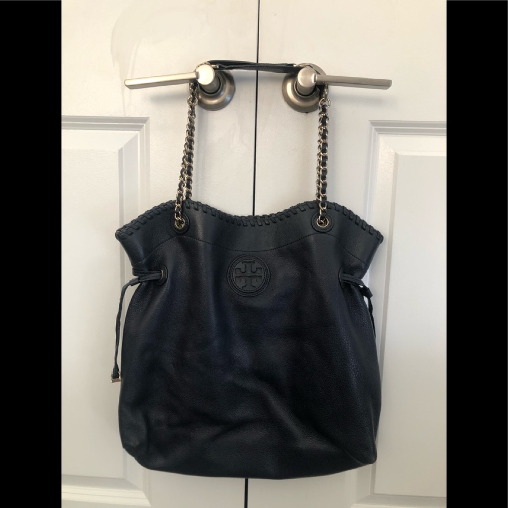 TORY BURCH DRAWSTRING NAVY BLUE HANDBAG!!!